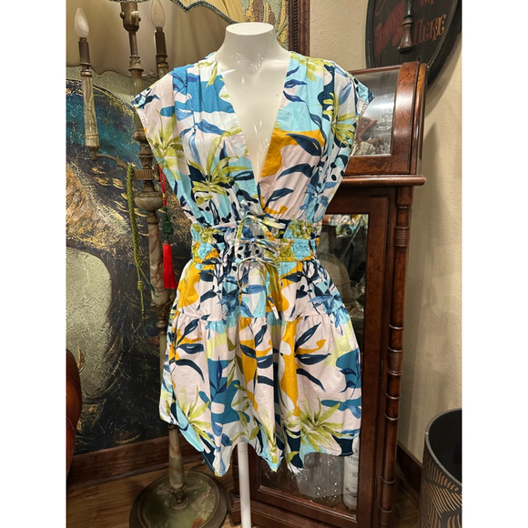 Cynthia Rowley Dresses & Skirts - Women's Cynthia Rowley Mini Dress M Blue Yellow Floral